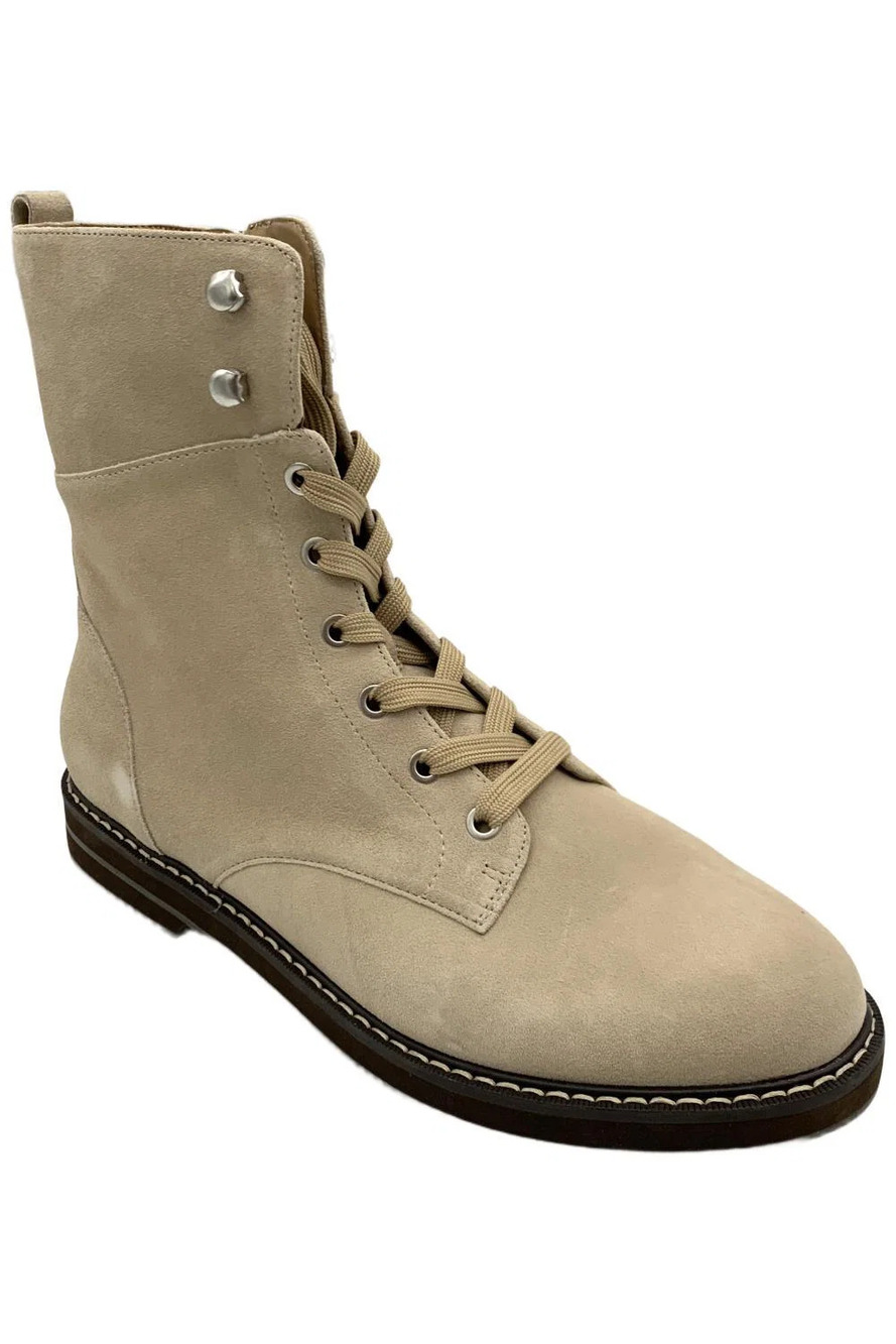NYDJ Women's Estella Distressed Goat Leather Combat Boots Sand - Medium